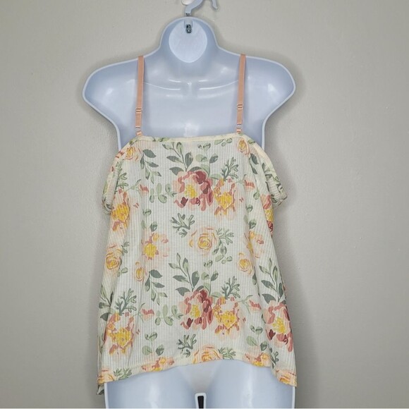Feminine romantic floral vintage feel ribbed plus size lace trim tank top 2x NWT - Picture 2 of 6